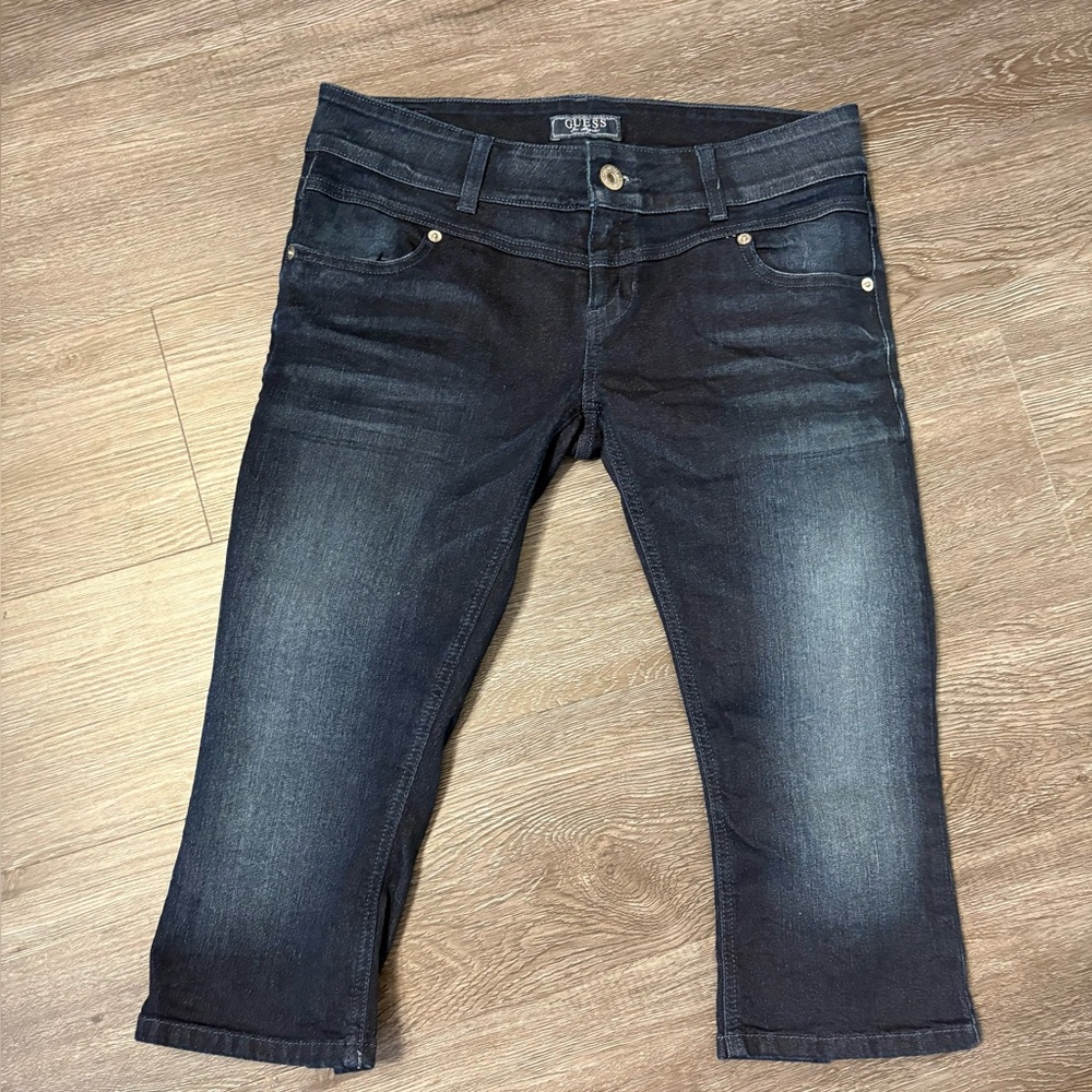 Guess Jeans Womens 31 Dark Wash Low Rise Capri Ankle Zip Stretch Denim Y2k